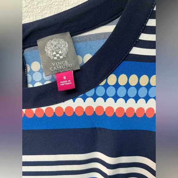 Vince Camuto Dress Womens 8 Blue
Orange Shift Striped Knit 3/4
Sleeve Stretch - Picture 3 of 4